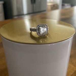 White sapphire diamond engagement ring
